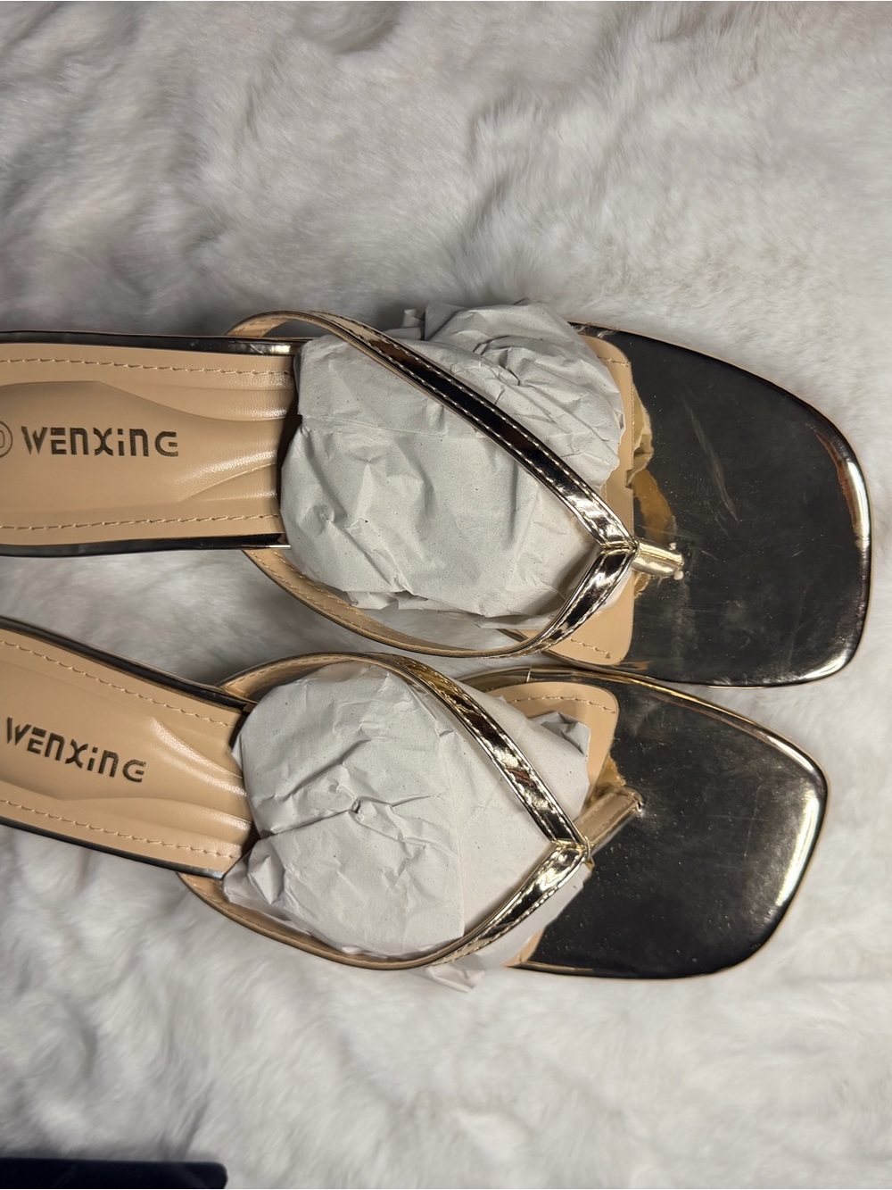 Metallic Gold Thong Sandals for Women